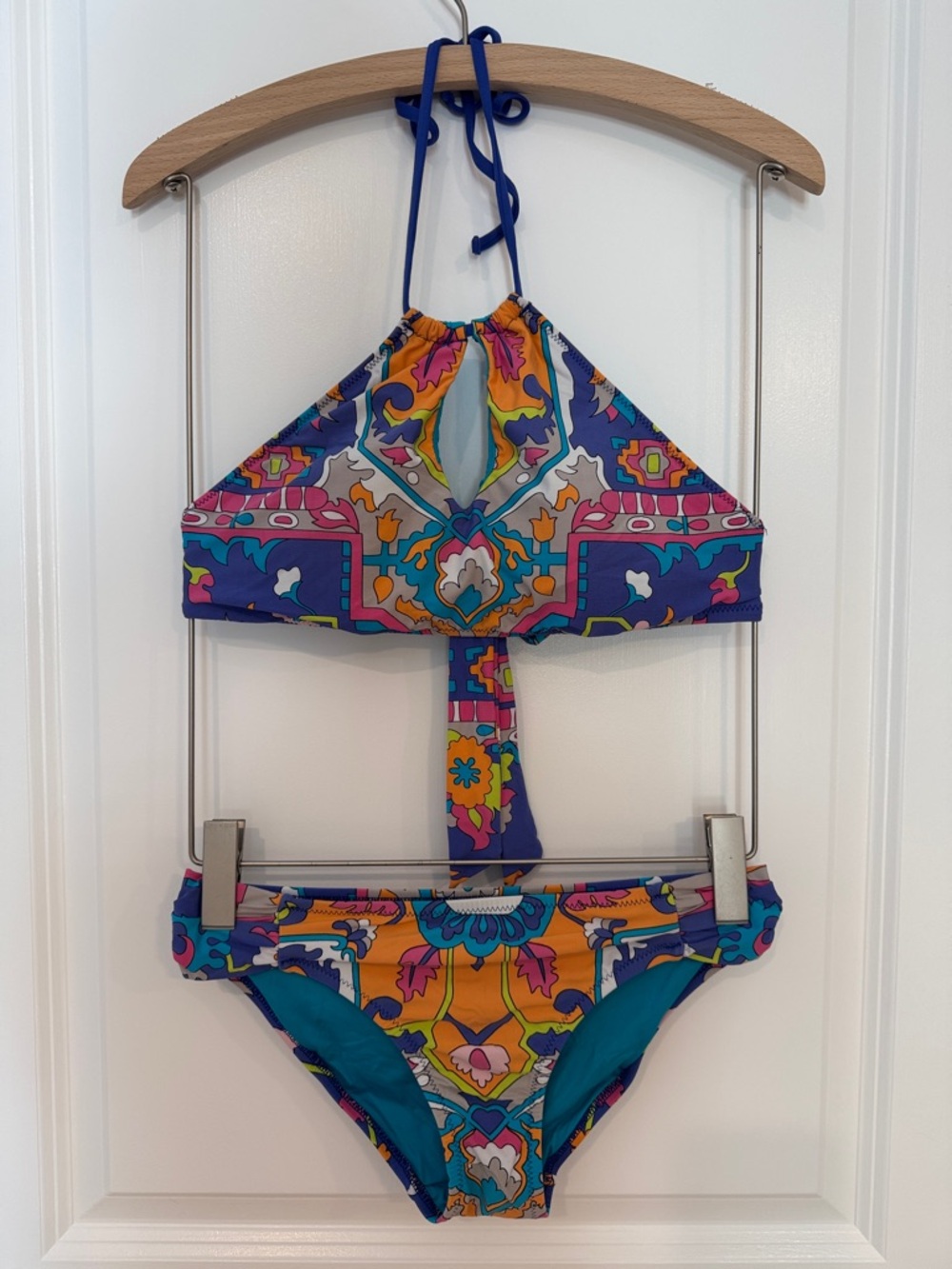 Trina Turk Teal Blue Multicolor Floral Swimwear